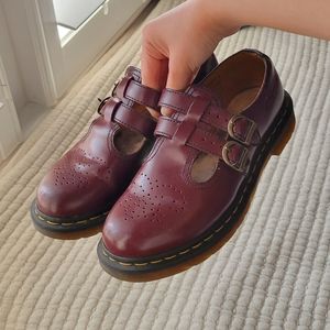 Cherry red Doc Martens mary jane shoes